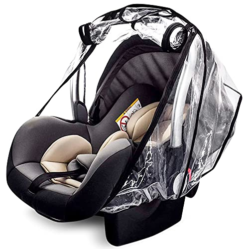 Universal Car Seat Rain Cover Baby Carrier Raincover - EVA Car Seat Weather Shield with Quick-Access Zipper Door and Side Ventilation, Windproof and Waterproof Car Seat Cover for Maxi COSI and More