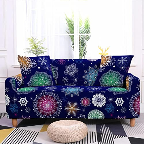 ZAHHYG Sofabezug Ecksofa Dunkelblaue Böhmen Sofaüberwurf Sofa Überzug Stretchy Couchbezug Sofa Bezug Ecksofa Überwurf Sofabezüge Antirutsch Sofahusse Jacquard Sofaüberzug 4 Places (235cm-300cm)