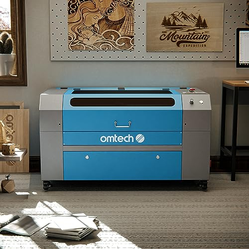 OMTech 60W CO2 Laser Graviermaschine Turbo 700 x 500mm Gravurmaschine Laserengraver mit digitalem Bedienfeld RDWorks & Wheels kommerzielle Laserschneider-Schneideätzmaschine