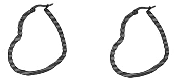 Damen Ohrringe Nickelfrei Modeschmuck, Ohrringe Vergoldet Herzform 50MM Ohrringe Hypoallergen Schwarz für Mädchen