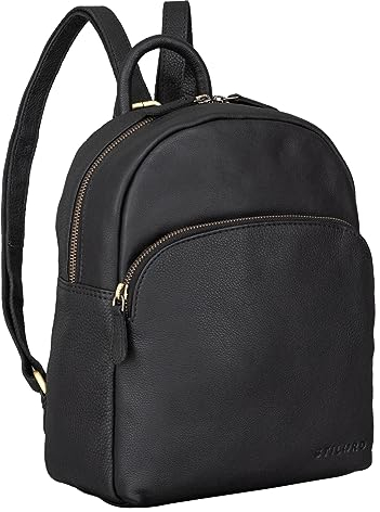 STILORD 'Linnea' Damen Rucksack Elegant Klein Vintage Lederrucksack für Frauen Daypack Cityrucksack Mini Backpack Handtasche Schultertasche aus echtem Leder, Farbe:schwarz