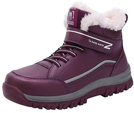 Scarponcini Stivali da Neve da Donna Invernali alla, Antiscivolo, in Velluto a Punta, Caldi e Confortevoli Anfibi Lucidi