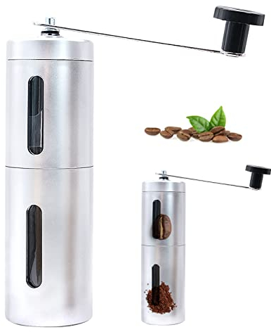 Handkaffeemühle aus Edelstahl, Manuelle Kaffeemühle Keramikmahlwerk Hand Kaffeemühle manuell Espressomühle Edelstahl mit Keramikmahlwerk tragbare Handkaffeemühle Set Präzise Mahlgradeinstellung