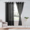 DWCN 2er Set Sheer Voile Vorhänge mit Ösen Transparente Gardinen mit Vorhang-Krawatten für Wohnzimmer, Schwarz, 215x140cm(HxB)