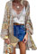 Kimono Copricostume Donna Cardigan Lungo Retro Stampa Floreale Bikini Cover Up Maniche Lunghe Coprivostume Elegante Copricostumi da Bagno Estate Beachwear,Bianco Sporco,M