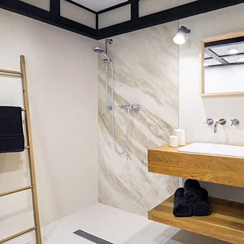 Duschrückwand Steinoptik - Palissandro Marmor Beige, Badrückwand Alu-Dibond Verbund matt 3 mm, 1-teilig 200x80 cm