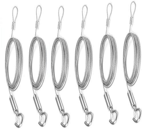 VENGABY Picture Hanging Wire Heavy Duty, 2mx2 mm Adjustable Picture Wire Kit with Loop and Hook, Suitable for Picture Frame Wire, Clotheslines, Tent Rope, Christmas lightsandetc, Hold Up to 40Kg (6)