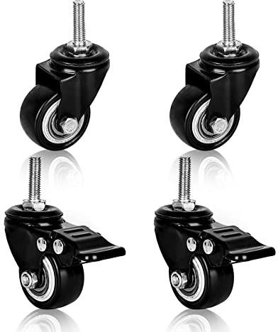 Möbelrollen: Rollen M8 Schwerlastrollen Möbelrollen Gewinde M8 Rollen für Möbel Schwerlast Lenkrollen Gummi Möbel Roller Sesselrollen Outdoor Castors 2 mit Bremse und 2 ohne Bremsen