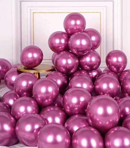 AULE Ballon Fuchsia Métallique Hélium: 50 Pièces Petit Ballons Anniversaire 5 Pouces Rose Mini Ballons de Baudruche Fille Femme Ballon Gonflable Décoration pour Mariage Baby Shower