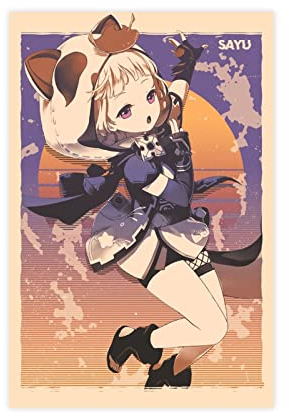 JDRC Sayu Genshin Impact Leinwand-Poster, Wandkunst, Dekor, Druck, Bild, Gemälde für Wohnzimmer, Schlafzimmer, Dekoration, Rahmen: 30 x 45 cm