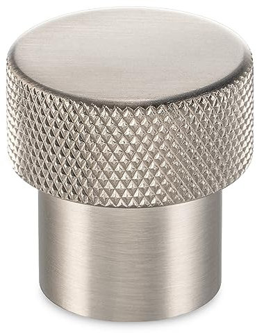 KOOFIZO Knurled Cabinet Knob - Brushed Nickel Pull Handle (25mm / 1 Inch), 10-Pack K22 Solid Hardware for Kitchen Cupboard Door, Bedroom Dresser Drawer, Bathroom Wardrobe
