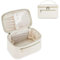 Travel Makeup Bag with Brush Compartment, Large Cosmetic Bags, PU Leather Makeup Case with Handle, Water-Resistant for Women, Milky White (Patent Pending)