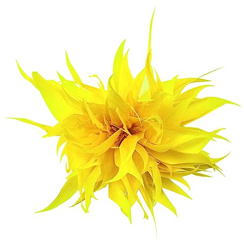 Broche Plume pour Femme,MoreChioce Broche de Mariage de Fleur de Plume de Style Vintage Élégant avec des Plumes pour la Décoration de Fête Broche pour les Femmes Décor Coiffure,Jaune