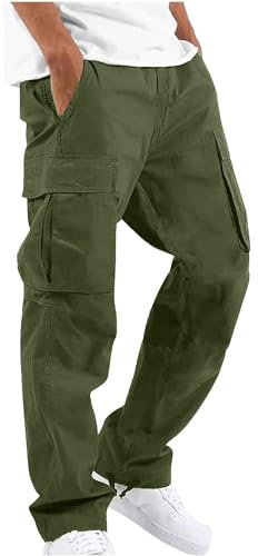 YAOHUOLE Pantalon Cargo Léger pour Décontractée Cordon De Serrage Grande Men Cargo Pants Vert armée 3XL