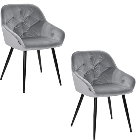 exitodesign Loren Esszimmerstühle Mit Armlehne Schminktisch Stuhl Esszimmerstuhl Esstisch Stühle Esszimmer Stühle Polsterstuhl stühle 2er Set bistrotisch mit 2 stühlen 55x60x79 cm Hellgrau