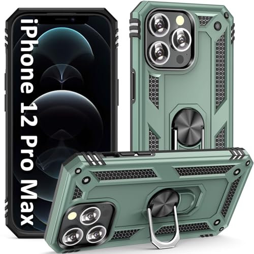 ADDIT iPhone 12 Pro Max Case with Kickstand Ring, Magnet Car Mount, Military Grade, Heavy Duty, Teal