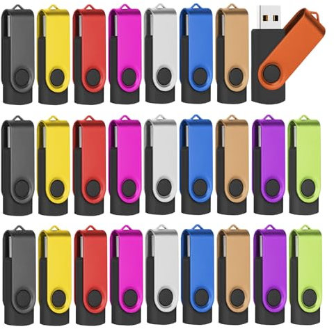 EASTBULL Flash Drives Bulk 4GB USB Thumb Drive 50 Pack USB 2.0 Memory Stick Swivel Pen Drive with Lanyard for Storage and Backup (4GB 50 Colors)