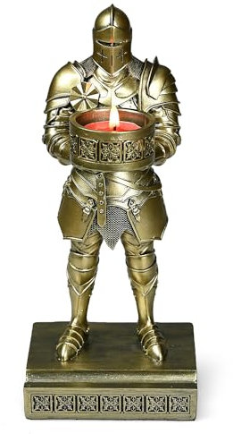 HDMbigmi King's Guard Standup Knight Teelichthalter Harz Stifthalter Kerzenhalter Krieger Handy Ständer Kerzenständer für Restaurant, Altar, Kaminsims, Heimtisch (Bronze)