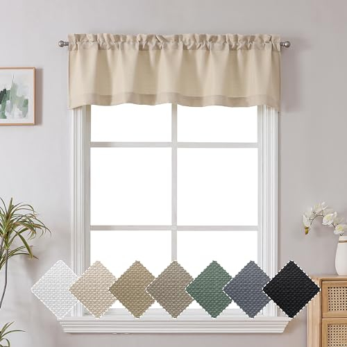 Chyhomenyc Leinenvolant für Fenster, Kunstleinen, strukturiert, halbtransparent, kleine Fenster, Küche, Volant, Stangentasche, Café-Volant für Badezimmer, Wäsche, Keller, 152,4 x 35,6 cm, 1 Stück
