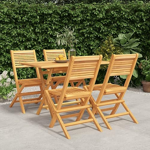ZQQLVOO Terrassenmöbel Gartensofa Möbelsets 5-TLG. Garten-Essgruppe Massivholz Teak