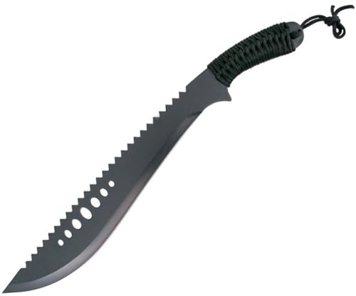 Bushcraft Messer Machete All Black Gürtel Messer Survival Messer scharfes Jagdmesser Überlebensmesser Outdoor Messer mit Scheide für Wandern Camping Garten