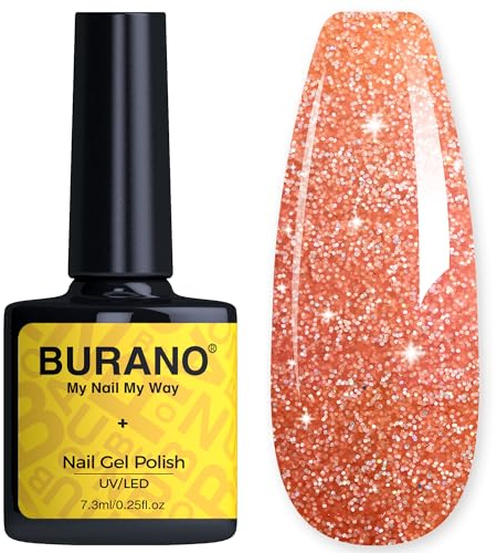 BURANO Glitter Gel Nagellack, UV-Nagellack Glitzer Nagelgel Shimmer Holographic Effect Einweichen von Gel Härtung erforderlich, kein Chip Gel Polish (LP64)