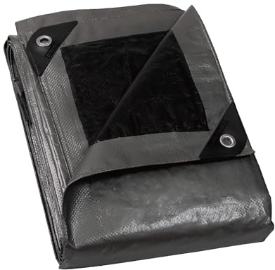 GUARD SHIELD Abdeckplane mit Ösen Wasserdicht 2m x 2m Grau Silberfarben/Schwarz Multifunktionale Polyester-Plane 120g/㎡ Gewebeplane Schutzplane Allzweckplane, Reißfest, UV-stabilisiert