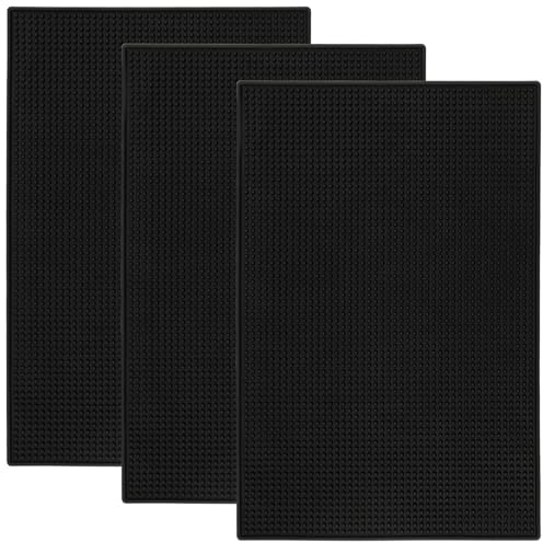 MAHIONG Paquete de 3 alfombrillas de bar de 45 x 30 cm, alfombrillas de goma antideslizantes negras para bar de cóctel, camarero, encimera, restaurantes