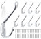 GOTRUST Sliver Coat Hook, 8pcs Vintage Metal Coat Hooks, Heavy Duty Dual Door Hook Wall Mounted, Individual Towel Hooks with 32 Screws for Hanging, Bathroom Bedroom Fitting Room