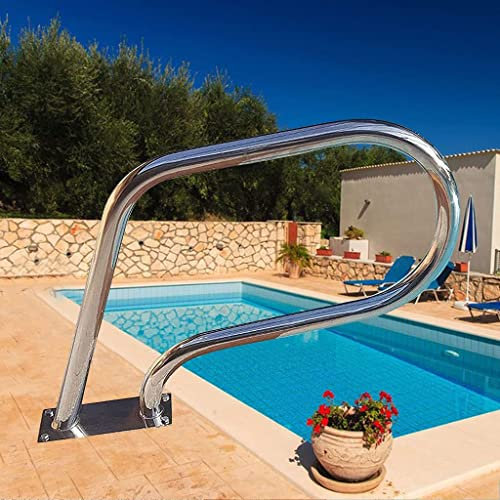 Pool Rail Pool Railing Pool Handrails Pool Rail Safety Ladder Handrail,3 Elbow Pool Stair Handrail,304 Stainless Steel Pool Handrail with Base Plate,Full Set Accessories,30