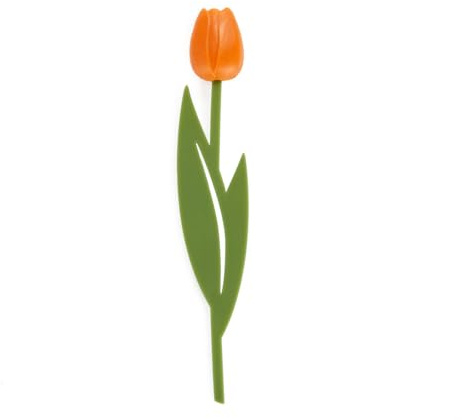 Balvi, Lesezeichen Tulip Farbe Orange Buchzeichen in Form einer farbigen Tulpe, dünn mit biegbarem St