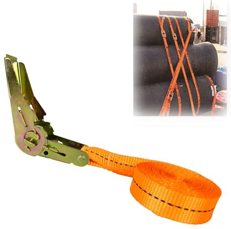 Cinghie di serraggio con cricchetto, estremamente robuste, 1 pezzo, 800 kg, 8 m, con gancio da 25 mm, per auto, carrello, moto