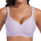 Jiuday BH ohne Bügel Push Up BH Große Brüste Starker Halt Bügelloser Bustier Damen Gepolstert Seamless Soft Bra ohne Buegel Bequemer T Shirt V-Ausschnitt Bralette (Violett,2XL)