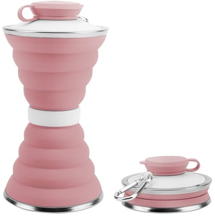 MiOYOOW Bouteille Pliable en Silicone, Gourde pliable de 500ML, Tasse de Pliable Gobelet Sport Portable avec Mousqueton en Aluminium pour la Salle de Sport, le Camping et la Randonnée