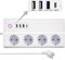 Zauzau Smart WiFi Steckdosenleiste, Mehrfachsteckdose mit 3 USB und 1 TypeC Anschlüsse, Unterstützen Alexa, Google Home Sprachsteuerung und Smart Life App Fernbedienung 16A 3500W