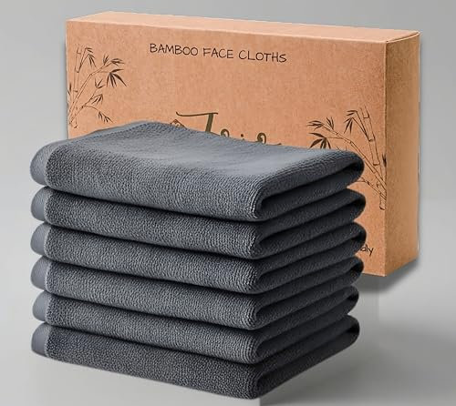 JoJo Jr. Leicht zu waschendes, wiederverwendbares Flanell-Waschlappen, 25 x 25 cm, speziell für Neugeborene, Bambus-Waschlappen, perfektes Gesichtstuch, langanhaltender Flaum (Grau, 6 Stück)