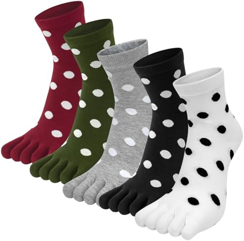 Chaussette à Doigts Femme 5 Paires Chaussettes Orteils Séparés de Sport en Coton Doux et Respirant Femme Chaussette Doigt de Pied (Taille: 35-40)
