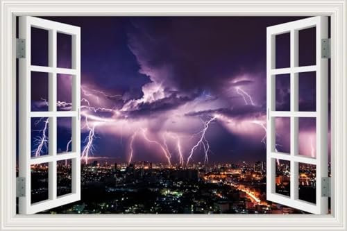 Natura Paesaggio 3D Adesivi Murali Modello Cielo Rimovibile Decalcomania Decorativa 70X50 Materiale PVC Decalcomanie Della Finestra Murale Carta