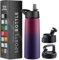 750ml Triple Walled, Insulated Water Bottles with Straw - Stainless Steel Metal Bottle W/ 3 Leak Proof Lids - For Travel, School, Sports, Gym/Men, Women (Dreamy Purple)