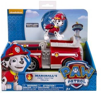 Pat Patrouille : Camion de Pompier Rouge Grand echelle + Chien Marcus - Set Figurine et vehicule + 1 Carte Tigre