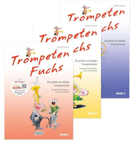 Trompeten Fuchs Band 1, Band 2 und Band 3 (EH-3801, EH-3802, EH-3803, 9783866260788, 9783866260795, 9783866260801) + Poliertuch aus Mikrofaser (Starterset)