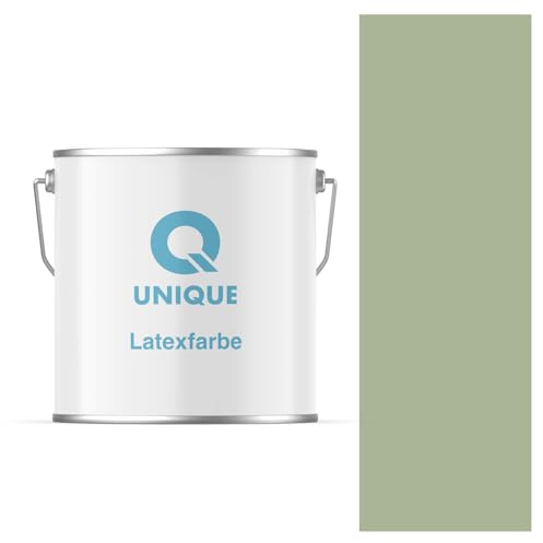 Q UNIQUE Latexfarbe 5L (ca.35m2) Grün Innenfarbe Wandfarbe Deckenfarbe Klasse 3 Mattfarbe Scheuerfest Hohe Deckkraft