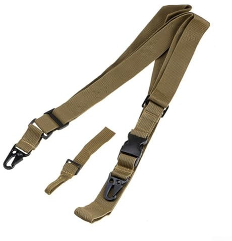 Sangle réglable à 3 points pour la chasse avec dégagement rapide et crochets métalliques solides (kaki)