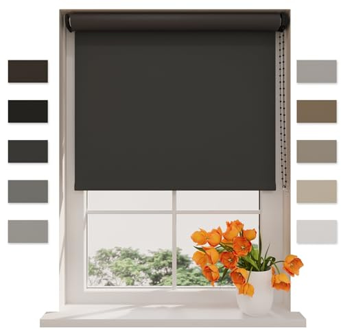 DTCH® Verdunklungsrollo ohne Bohren, dunkelgrau, 130 x 190 cm | 100% verdunkelnd, inkl. Klemmfix, Wand- oder Deckenmontage, Breite kürzbar, kindersicher, Breiten bis 240 cm