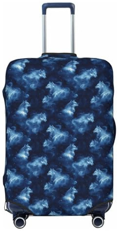 Fantasy Star Blue Wolf Print Reisegepäck-Abdeckungen, waschbare Kofferabdeckungen, Schutz für Gepäck, 45,7 - 81,3 cm, hohe Elastizität, Schwarz, X-Large