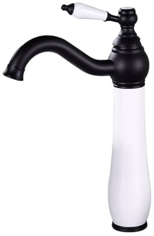 NSTVVEE Basin Tap Full Copper Bathroom Washbasin Hot and Cold Natural Jade Faucet Household Bathroom Countertop Basin Faucet High (Black High Paint)