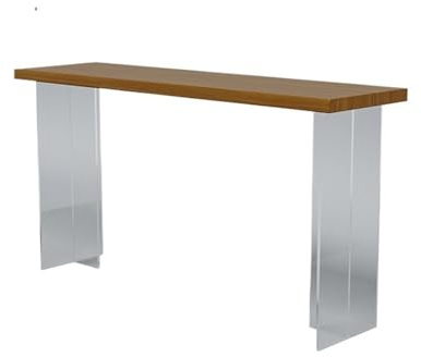 Mange Debout Table de Bar Moderne en Bois avec Pieds Transparents en Acrylique, Table Haute rectangulaire for la Maison Table à Manger(Petit)