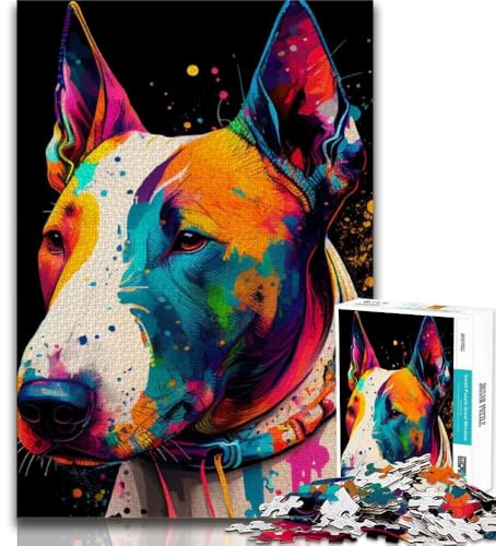 Teenager-Puzzles Bullterrier Bunte Puzzles für Erwachsene 1000 Teile Spielzeug Lernspiele Stressabbau Eltern-Kind-Interaktion (26x38cm)