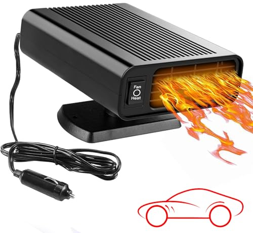 Showvigor Chauffage de voiture 150 W 12 V, 2 en 1, chauffage et refroidissement, dégivreur portable et déshumidificateur pour pare-brise avec support rotatif, allume-cigare, pour voiture, SUV, camping