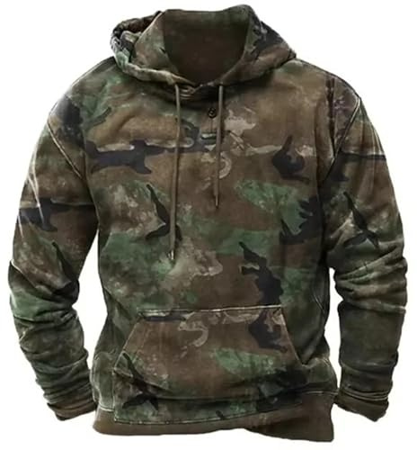 Generisch 2026 Hoodies für Männer Pullover Camo Kapuzenpullover mit Tasche
